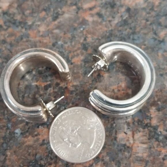 Siimon  Sebbagg and  Another Sterling Hoop Earrings....EUC - Picture 2 of 7